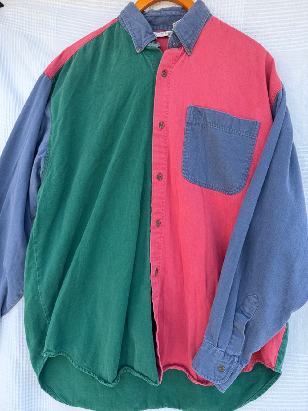 80s/90s Color-block Button-Up Shirt